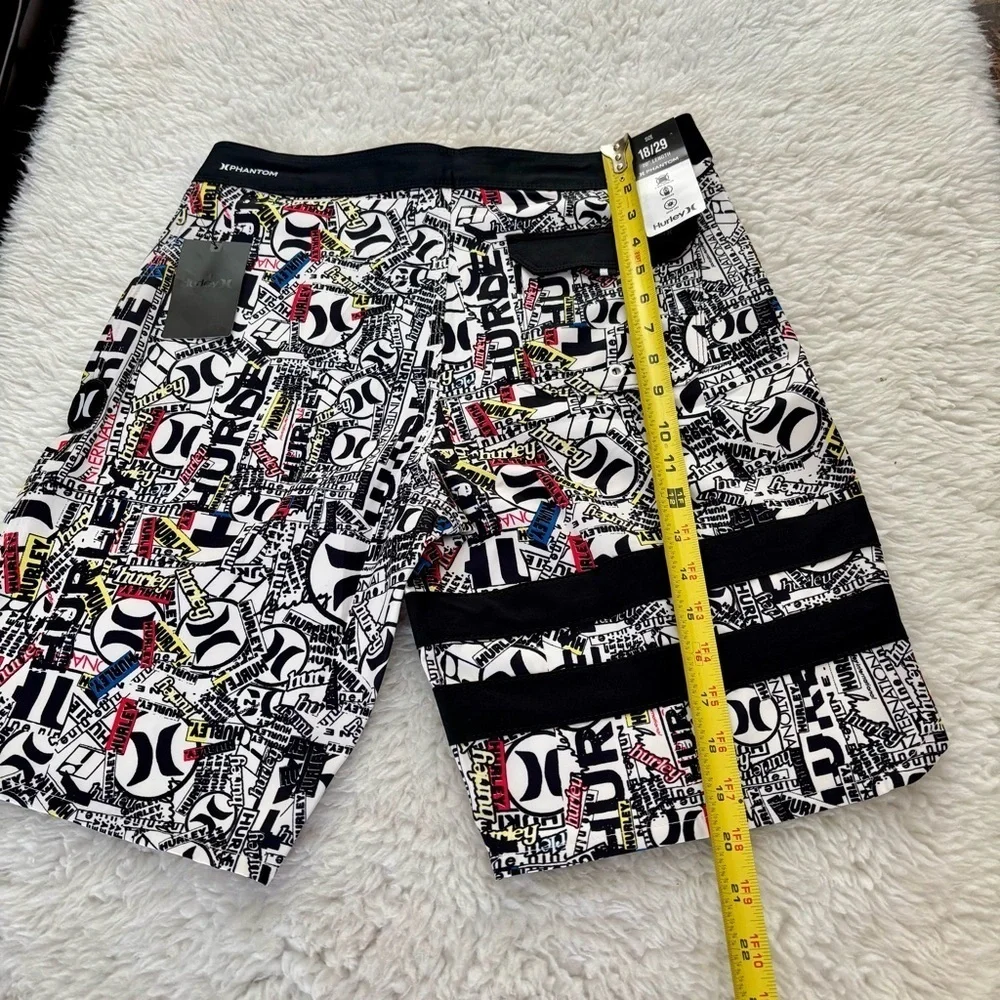 Hurley Black and White Board Shorts Bold Graphic Design